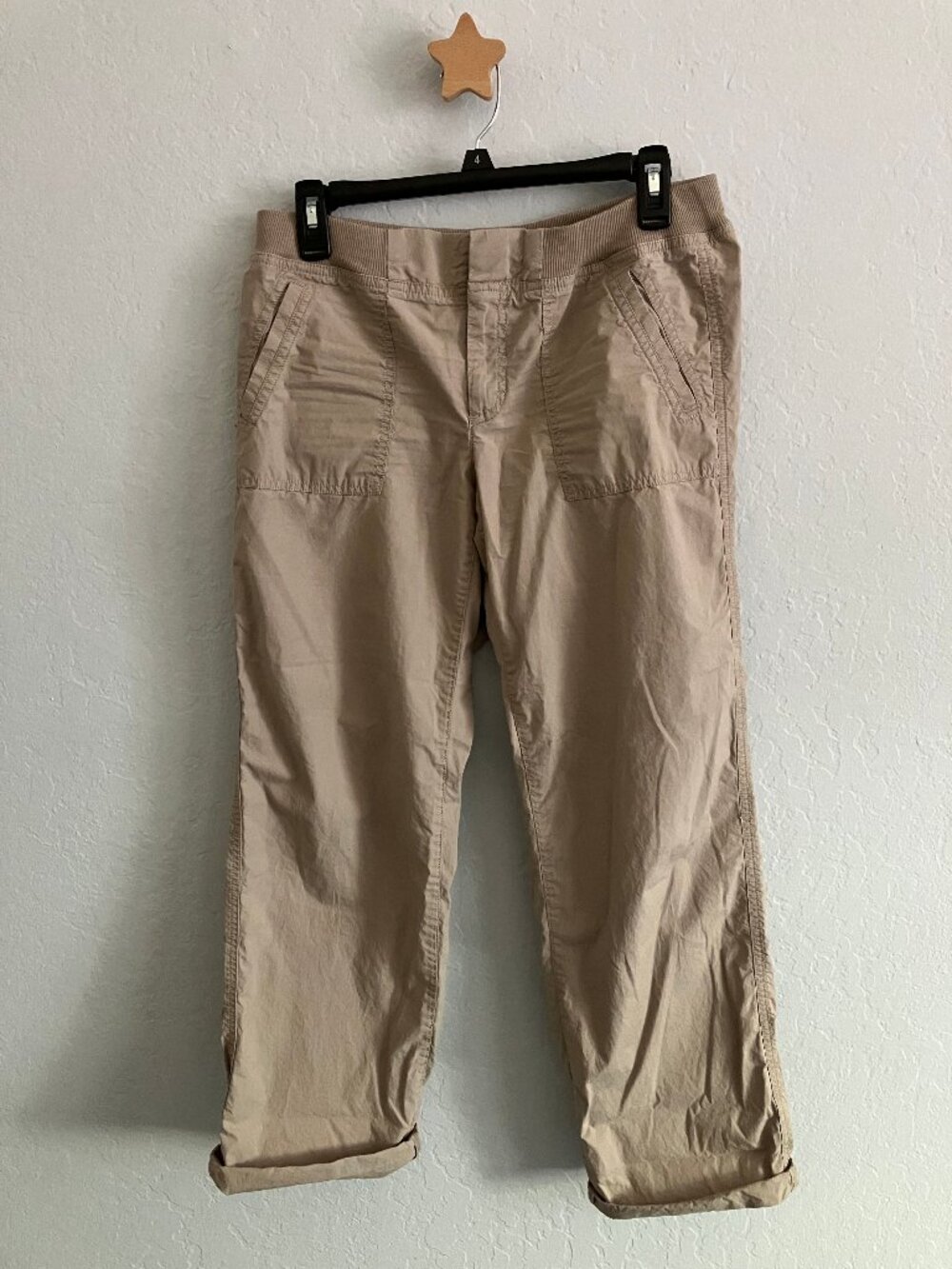 LOFT Neutral Taupe Pull-On Low Rise Utility Pants